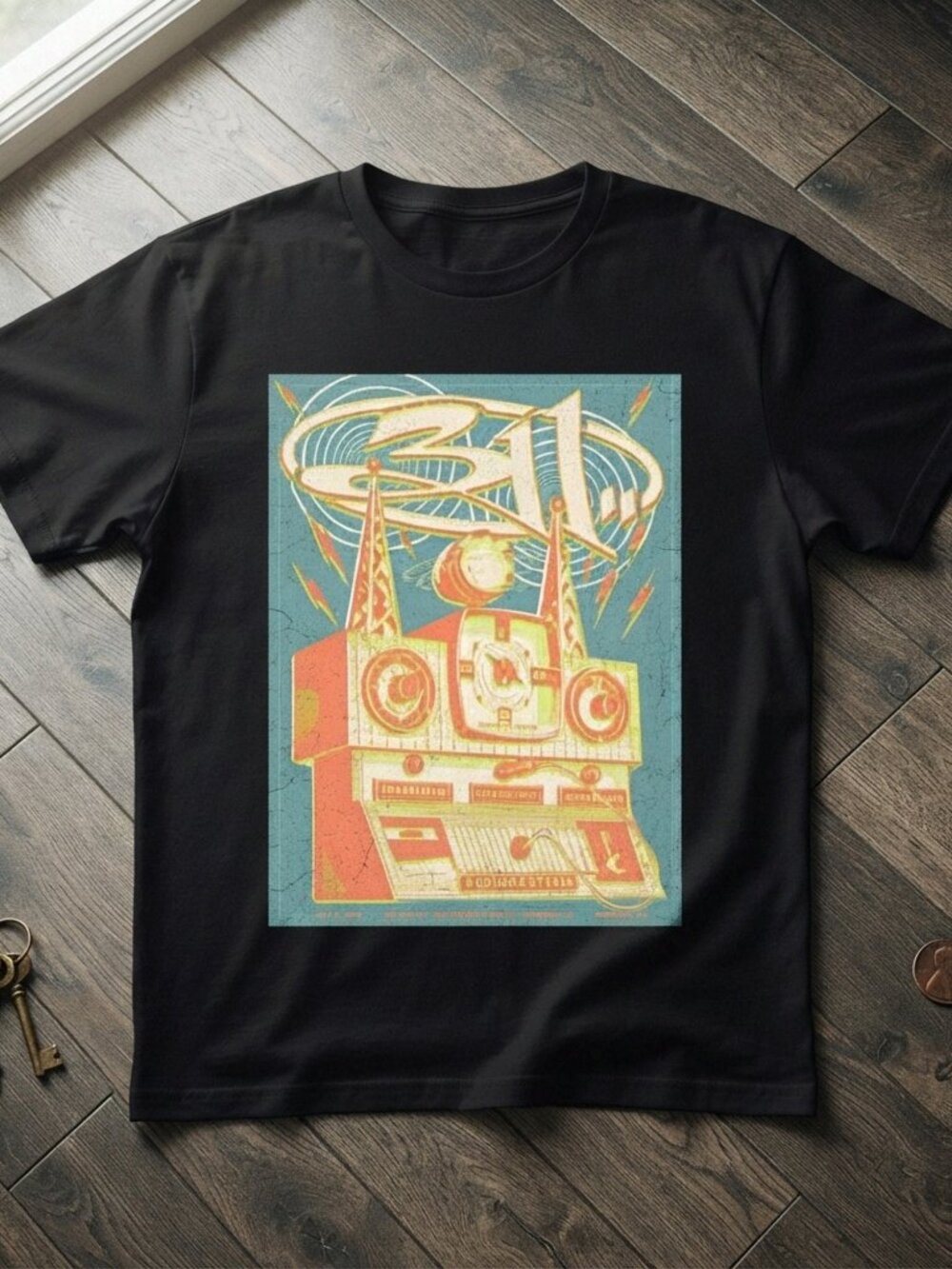 311 Band Retro Sci-Fi Radio Graphic Vintage Black T-Shirt